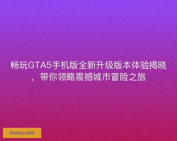 畅玩GTA5手机版全新升级版本体验揭晓，带你领略震撼城市冒险之旅