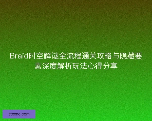 Braid时空解谜全流程通关攻略与隐藏要素深度解析玩法心得分享