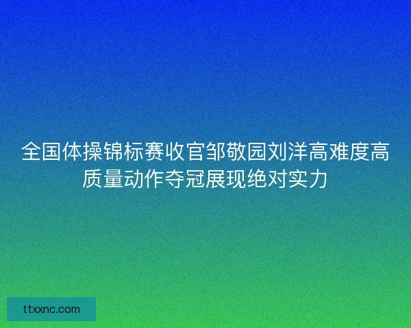 全国体操锦标赛收官邹敬园刘洋高难度高质量动作夺冠展现绝对实力