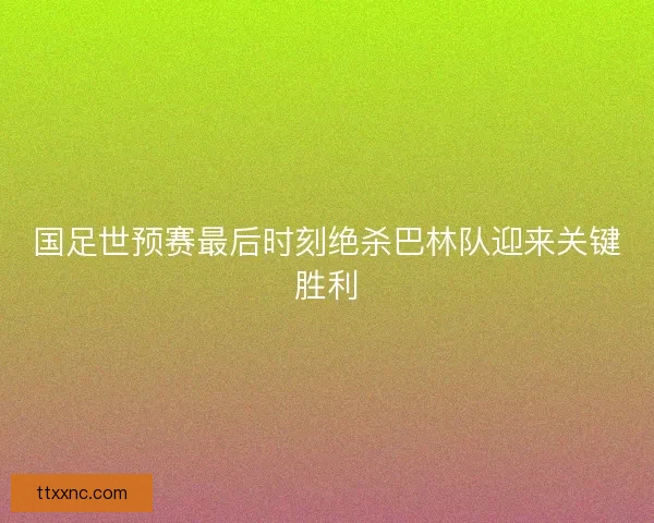 国足世预赛最后时刻绝杀巴林队迎来关键胜利